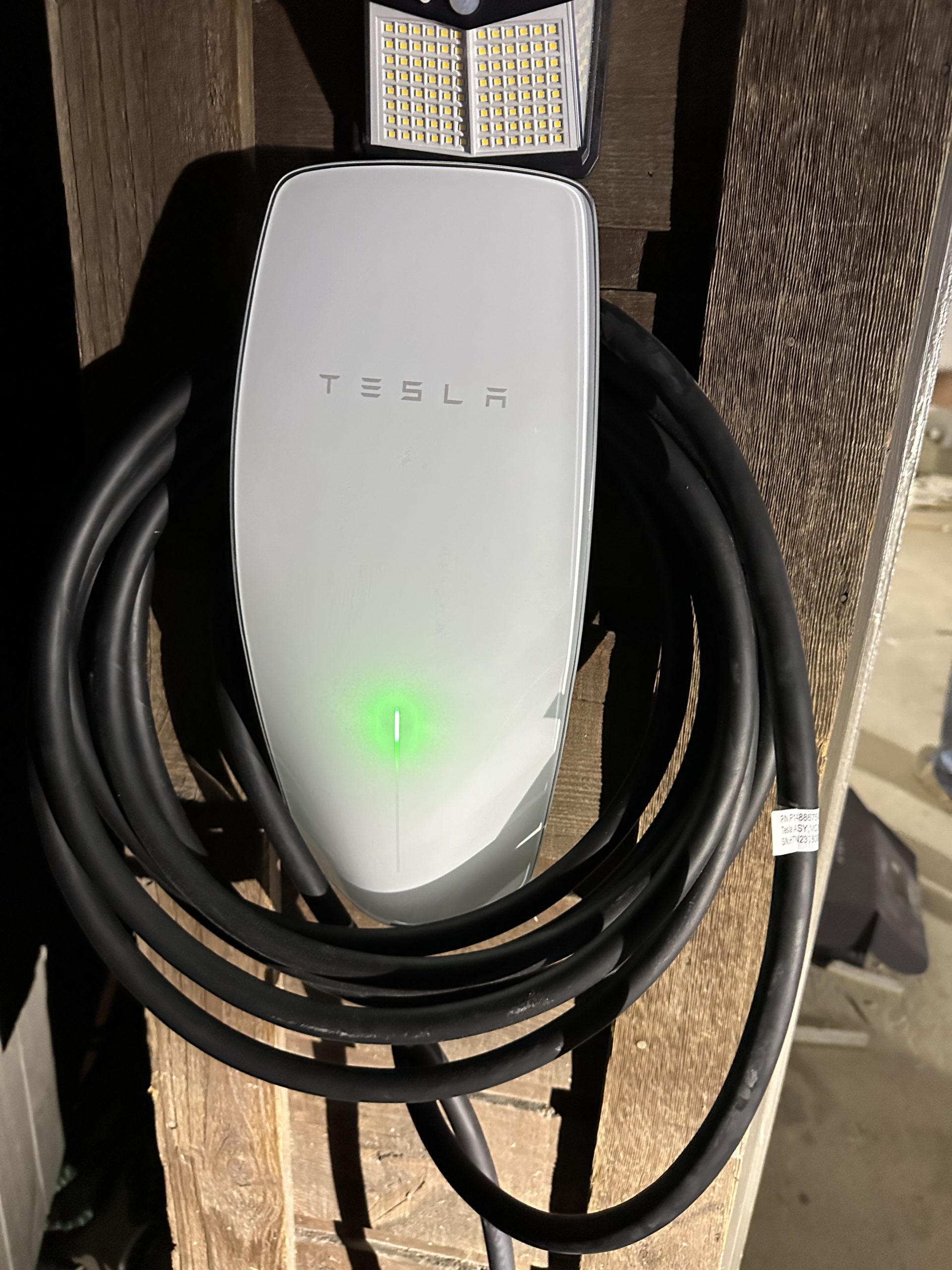 A Tesla Charging Station installed by Roper Electric of Austin, TX